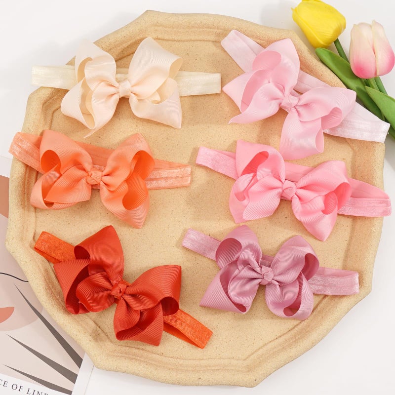 CellElection 40 Colors Baby Grosgrain Ribbon Hair Bows Headbands 4.5Inch Hair Bows Headbands Big Bow Hair Bands Hair Accessories for Baby Girls Infants Toddlers Newborns - Image 2